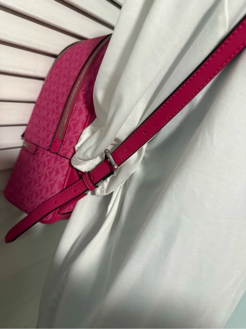 Michael by Michael Kors “Reha” Hot Pink Signature MK Backpack! 💕💕
